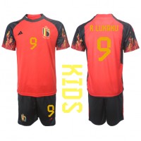 Belgien Romelu Lukaku #9 Hjemmebanesæt Børn VM 2022 Kortærmet (+ Korte bukser)